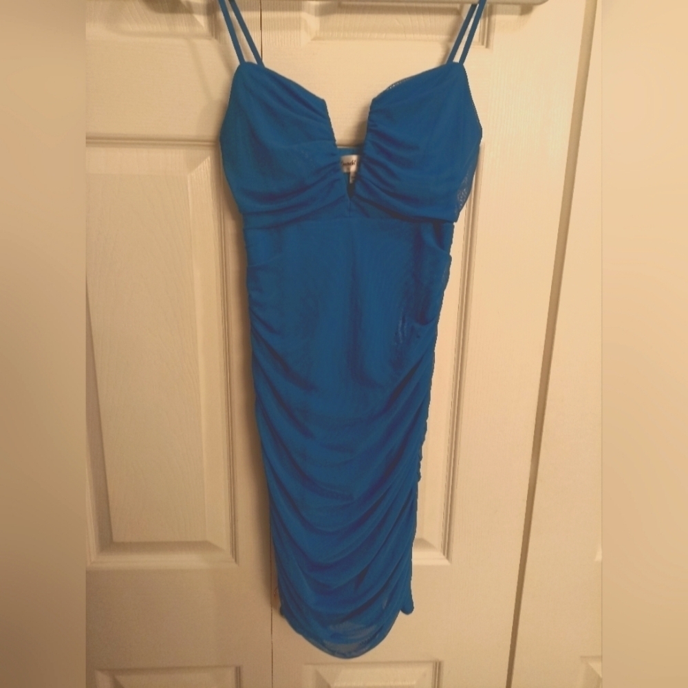 Emerald Sundae/Small/Bright Blue/Ruched Mini  Dress